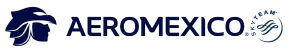 Il logo blu di Aeromexico, che raffigura un'aquila e reca la scritta "SKYTEAM" in un cerchio.