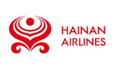 Hainan Airlines red logo, with stylized design, on a white background.